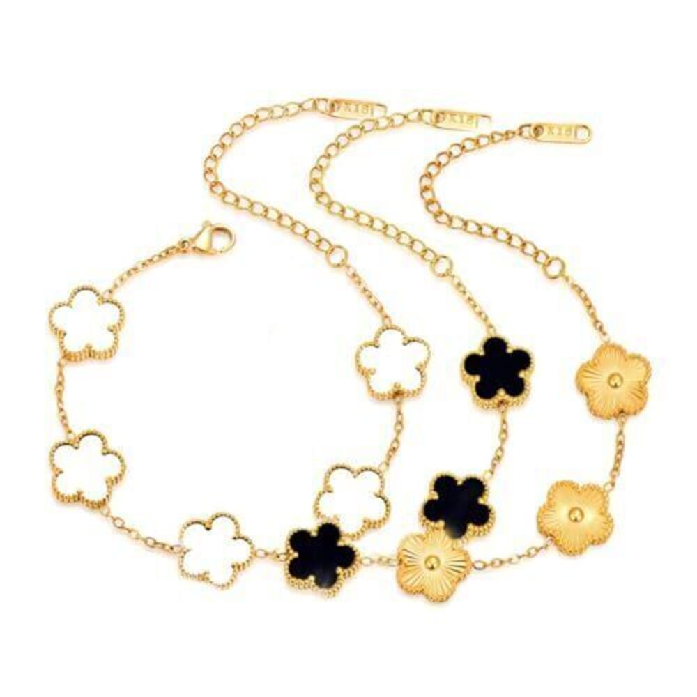 7773 18K Gold-Plated Four Leaf Clover Bracelet ,Adjustable lucky Bracelet